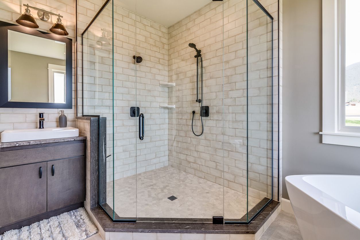 Custom tile work inside a newly built walk-in shower
